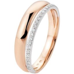 JOBO Fingerring, 585 Roségold bicolor mit 23 Diamanten