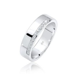 Elli DIAMONDS Verlobungsring Bandring Basic Diamanten (0.06 ct) 925 Silber