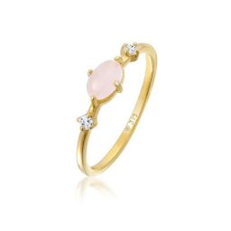 Elli Premium Fingerring Rosa Quarz Topas Edelstein Klassik 375er Gelbgold