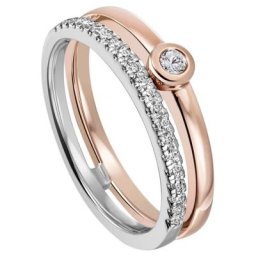 JOBO Fingerring Ring mit 22 Diamanten, 585 Gold bicolor
