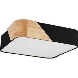 EGLO Deckenleuchte GRIMALDINO, Leuchtmittel wechselbar, ohne Leuchtmittel, Deckenleuchte in schwarz und braun aus Textil, Holz, Stahl