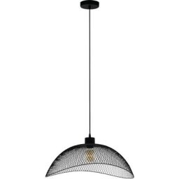 EGLO Hängeleuchte Pompeya, ohne Leuchtmittel, Metallkorb geflochten, Schwarz, Vintage, Hygge, Boho, 1-flammig