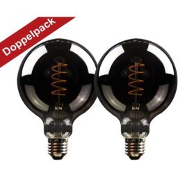 BLULAXA Vintage LED-Filament, E27, 2 St., Extra-Warmweiß, 2er-Set, Vintage Globe, 125 mm, smoky, superwarmweis