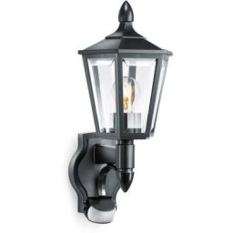 steinel Außen-Wandleuchte L 15 S SW, Bewegungsmelder, Leuchtdauer einstellbar, Tageslichtsensor, Leuchtmittel wechselbar, 180° Bewegungsmelder, E27-Fassung, Laterne,Außenbeleuchtung
