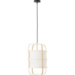 GALA Pendelleuchte McAnany Way, ohne Leuchtmittel, Hängelampe mit Textil Schirm und Holz Rahmen, E27, beige/natur