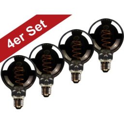 BLULAXA Vintage LED-Filament, E27, 4 St., Extra-Warmweiß, 4er-Set, Vintage Globe, 95 mm, smoky, superwarmweis