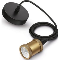 Philips Pendelleuchte Vintage Schnurpendel, LED wechselbar, E27 Gold/Schwarz