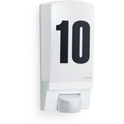 steinel Außen-Wandleuchte L 1 S WS, Bewegungsmelder, Leuchtdauer einstellbar, Nachtlichtfunktion, Tageslichtsensor, Leuchtmittel wechselbar, 180° Bewegungsmelder, schlagfest, E27-Fassung, Hausnummernleuchte