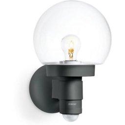 steinel Außen-Wandleuchte L 115 S ANT, Bewegungsmelder, Leuchtdauer einstellbar, Nachtlichtfunktion, Softlichtstart, Tageslichtsensor, mehrere Helligkeitsstufen, Leuchtmittel wechselbar, 240°Bewegungsmelder,E27-Fassung mundgeblasenes Glas,Kugelleuchte