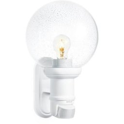 steinel Außen-Wandleuchte L 560 S WS, Bewegungsmelder, Leuchtdauer einstellbar, Tageslichtsensor, Leuchtmittel wechselbar, 240° Bewegungsmelder, + LED-Leuchtmittel, Warmweiß, Opalglas,Edelstahl