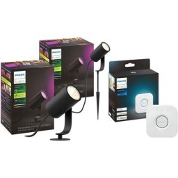 Philips Hue LED Gartenstrahler Lily, Dimmfunktion, LED fest integriert, RGB, Basisset mit Netzteil + Einzelspot + Hue Bridge