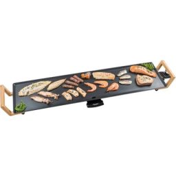 bestron Teppanyakigrill Asia Lounge, 1800 W, Grillplatte XXL im Asia Design, mit Bambus-Griffen, Farbe: Schwarz