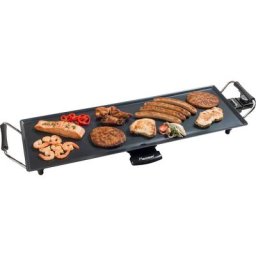 bestron Teppanyakigrill ABP603 elektrische XL Planchagrillplatte, 1000 W, mit Antihaftbeschichtung, Schwarz