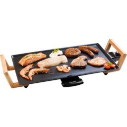 bestron Teppanyakigrill ABP602BB Asia Lounge, 2000 W, im Asia Design, Elektrischer Tischgrill mit Bambus-Griffen