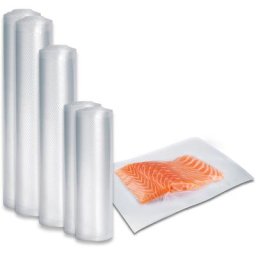 Caso Vakuumier-Folienrollen 1237, Zubehör für alle Caso Balken-Vakuumierer Rommelsbacher LAICA WMF Gastroback Foodsaver Genio Solis, 50 Folienbeutel+5 Folienrollen