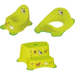 keeeper Töpfchen Funny Farm, (Set, 3-tlg), Kinderpflege-Set - Töpfchen, Toilettensitz und Tritthocker
