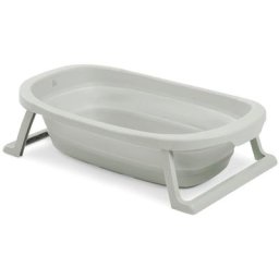 Hauck Babybadewanne Wash N Fold M, Sage, Faltbadewanne mit Wassertemperaturmessung am Ablaufstopfen