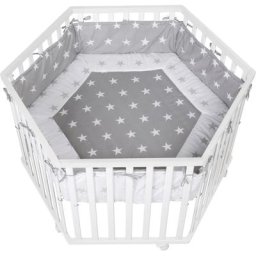 roba® Laufgitter Little Stars, natur, 6-eckig, mit Stoffeinlage und Nestchen