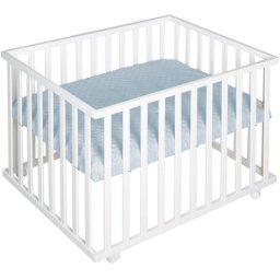 roba® Laufgitter Style weiß, 75x100 cm, mit Laufgittereinlage hellblau/sky