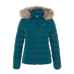 Tommy Jeans Steppjacke TJW BASIC HOODED DOWN JACKET mit Fellimitat an der Kapuze & Tommy Jeans Logo-Flag