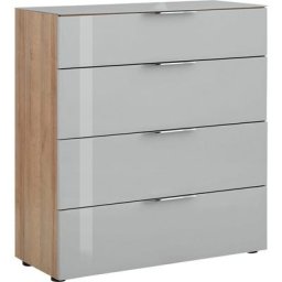 Maja Möbel Kommode Trend, Glasfronten und Glas-Oberplatte