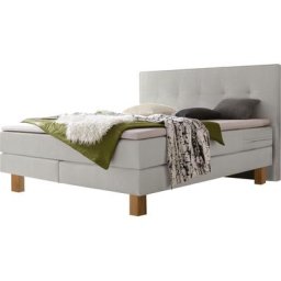 HASENA Boxspringbett Lodge, Boxspringbett, Eichenfüsse, straffe Bezüge, gestepptes Kopfteil