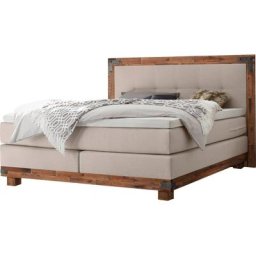 HASENA Boxspringbett Chicago, im Vintagelook mit Punktsteppung im Kopfteil, Massivholz-Umrandung