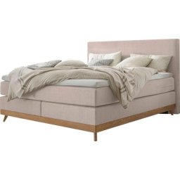 HASENA Boxspringbett Scandia, Boxspringbett, gepolstertes Kopfteil, Scandi Look, Füsse Eiche bianco