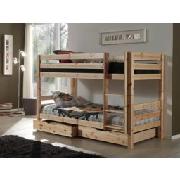 Vipack Etagenbett Pino, bodentief,mit Rollroste und Schubkästen