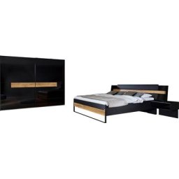 rauch Schlafzimmer-Set Mayla, Set 6-tlg.: Schrank, Bett 180x200 cm, 2 Hängenachttische, 2 Paneele