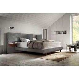 Schlaraffia Boxspringbett Silence, in Grau, Nachtkonsole und Holzfuß in Nussbaum