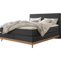 HASENA Boxspringbett Scandia, Boxspringbett, gepolstertes Kopfteil, Scandi Look, Füsse Eiche bianco