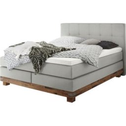 HASENA Boxspringbett Boston, Massivholz-Sockel, Punktsteppung im Kopfteil, Federkernmatratze