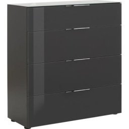 Maja Möbel Kommode Trend, Glasfronten und Glas-Oberplatte