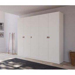 rauch Drehtürenschrank Homey by Quadra Spin mit Grifflaschen aus weichem, cognacbraunem Leder