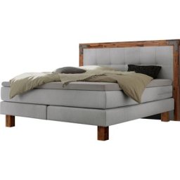 HASENA Boxspringbett Memphis, im Vintagelook, Massivholz-Umrandung, Tonnentaschen-Federkernmatratze