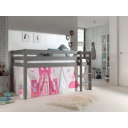 Vipack Hochbett Pino Massivholz, inklusive Textil-Set, wahlweise mit Rutsche und Betttunnel
