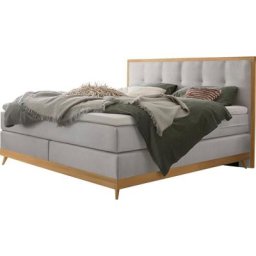 HASENA Boxspringbett Villa, Boxspringbett, edle Polsterteile, Sockel und Kopfteil aus heller Eiche