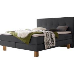 HASENA Boxspringbett Lodge, Boxspringbett, Eichenfüsse, straffe Bezüge, gestepptes Kopfteil