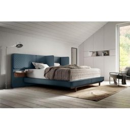 Schlaraffia Boxspringbett Silence, in Aqua inkl. Nachtkonsole und Holzfuß in Nussbaum