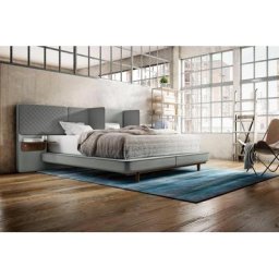 Schlaraffia Boxspringbett Silence, in Grau, Nachtkonsole und Holzfuß in Nussbaum