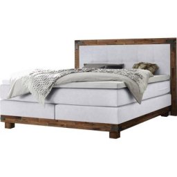 HASENA Boxspringbett Chicago, im Vintagelook mit Punktsteppung im Kopfteil, Massivholz-Umrandung