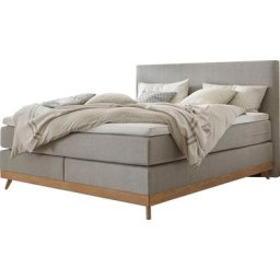 HASENA Boxspringbett Scandia, Boxspringbett, gepolstertes Kopfteil, Scandi Look, Füsse Eiche bianco