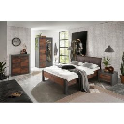 Home affaire Schlafzimmer-Set BROOKLYN, (Set, 4-St., mit Polsterkopfteil, Nachtkommode, Kleiderschrank 2 trg., Kommode), in dekorativer Rahmenoptik