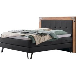 HASENA Boxspringbett Oakland, Boxspringbett, Industrial Look, Kopfteil aus Wildeiche, Used-Look