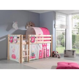 Vipack Hochbett Pino Massivholz, inklusive Textil-Set, wahlweise mit Rutsche und Betttunnel