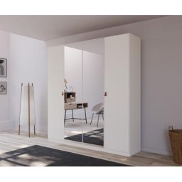 rauch Drehtürenschrank Homey by Quadra Spin mit Grifflaschen aus weichem, cognacbraunem Leder, mit Spiegel