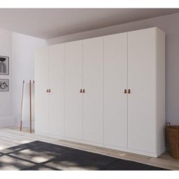 rauch Drehtürenschrank Homey by Quadra Spin mit Grifflaschen aus weichem, cognacbraunem Leder