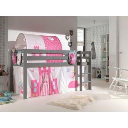 Vipack Hochbett Pino Massivholz, inklusive Textil-Set, wahlweise mit Rutsche und Betttunnel