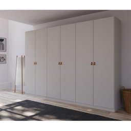 rauch Drehtürenschrank Homey by Quadra Spin mit Grifflaschen aus weichem, cognacbraunem Leder